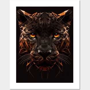 Triangle Panther - Abstract polygon animal face staring Posters and Art